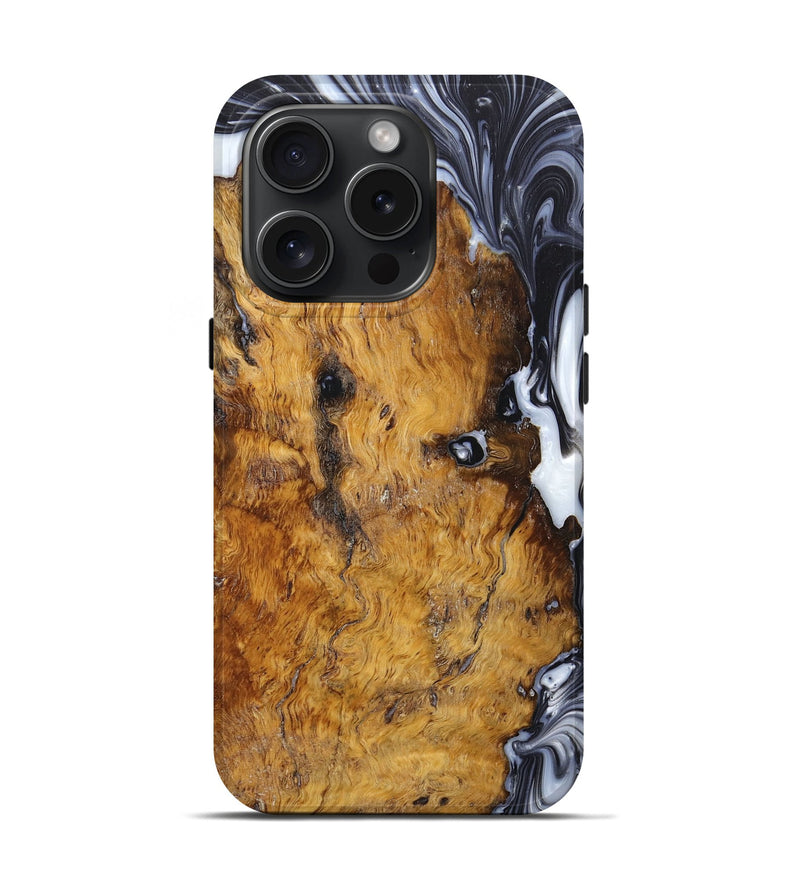 iPhone 15 Pro Wood+Resin Live Edge Phone Case - Regina (Black & White, 660789)