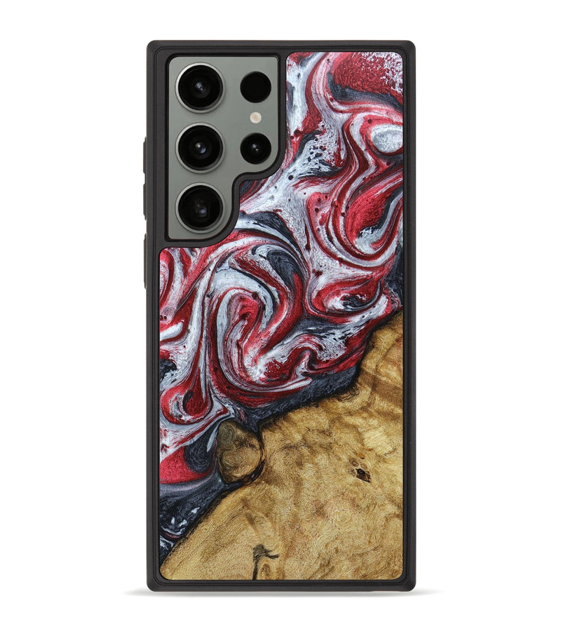 Galaxy S23 Ultra Wood+Resin Phone Case - Damien (Red, 660854)