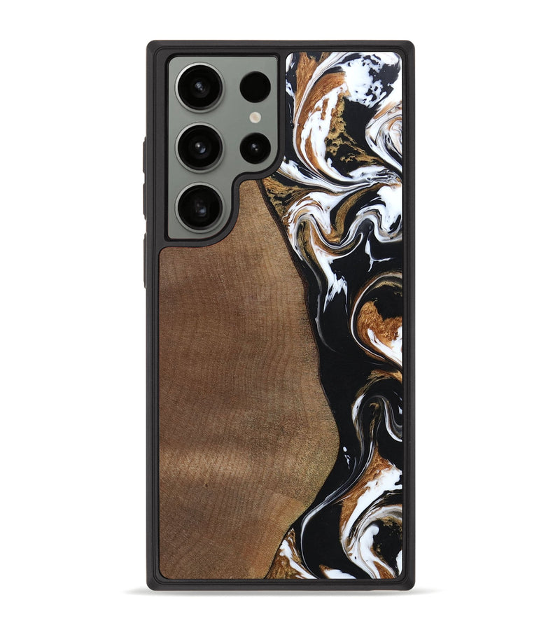 Galaxy S23 Ultra Wood+Resin Phone Case - Paris (Black & White, 660912)
