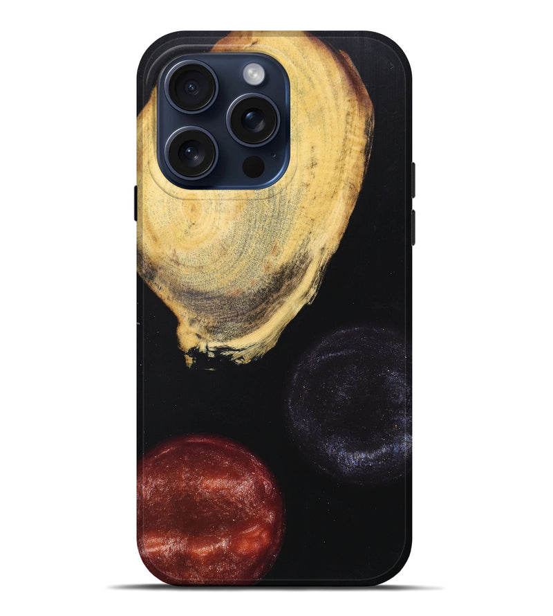 iPhone 15 Pro Max Wood+Resin Live Edge Phone Case - Carroll (Pure Black, 661351)