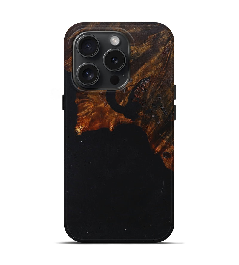 iPhone 15 Pro Wood+Resin Live Edge Phone Case - Andre (Pure Black, 661352)