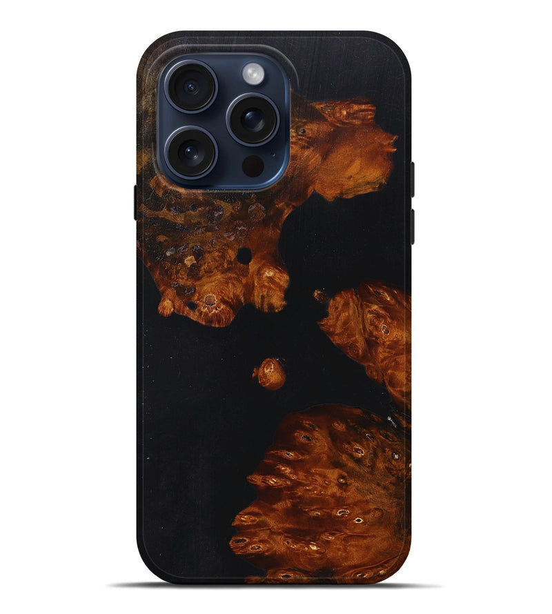iPhone 15 Pro Max Wood+Resin Live Edge Phone Case - Leticia (Pure Black, 661354)