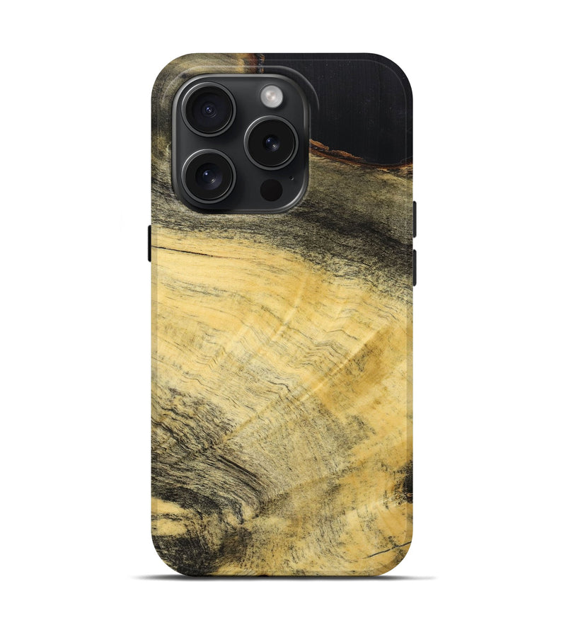 iPhone 15 Pro Wood+Resin Live Edge Phone Case - Sasha (Pure Black, 661357)