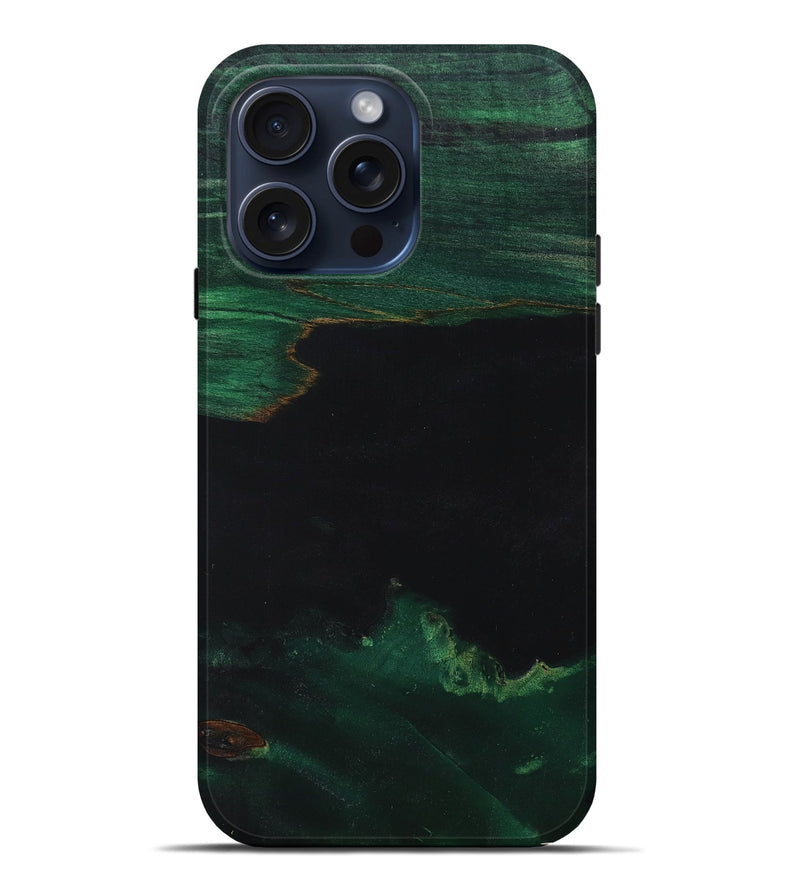 iPhone 15 Pro Max Wood+Resin Live Edge Phone Case - Oaklynn (Pure Black, 661370)