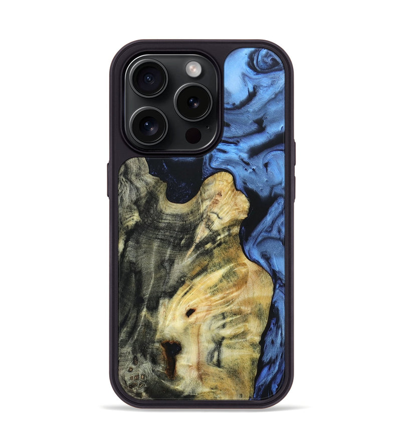 iPhone 15 Pro Wood+Resin Phone Case - Duane (Blue, 661451)