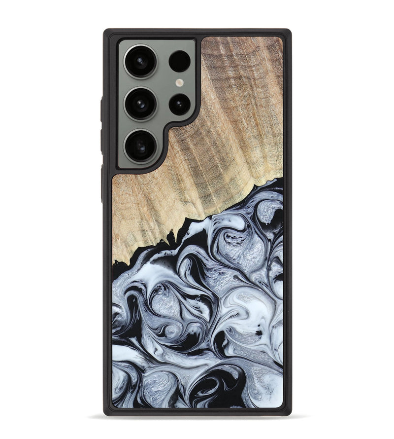 Galaxy S23 Ultra Wood+Resin Phone Case - Katrina (Black & White, 661469)