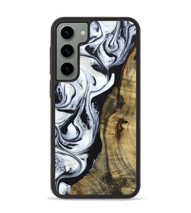 Galaxy S23 Plus Wood+Resin Phone Case - Andy (Black & White, 661477)