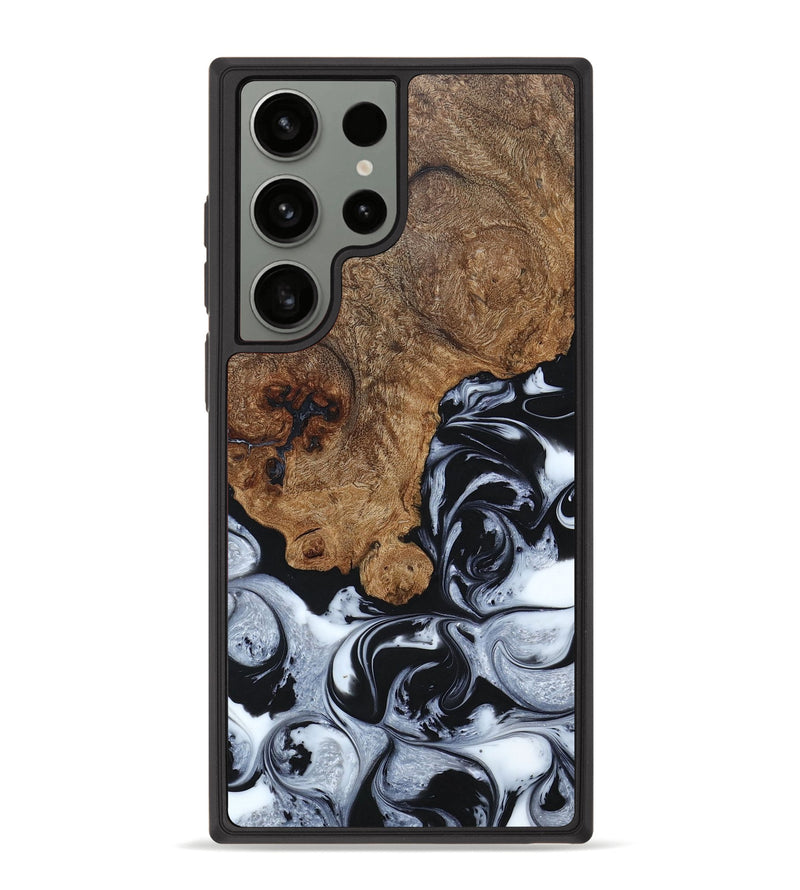 Galaxy S23 Ultra Wood+Resin Phone Case - Bernice (Black & White, 661497)