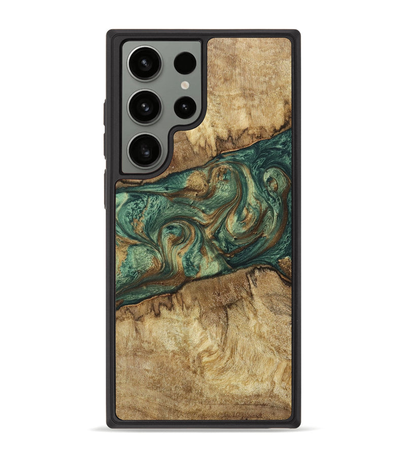Galaxy S23 Ultra Wood+Resin Phone Case - Monica (Green, 661504)