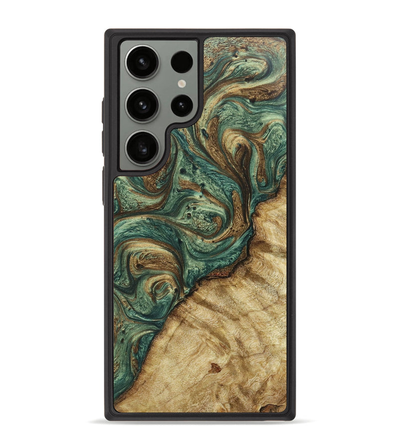 Galaxy S23 Ultra Wood+Resin Phone Case - Julia (Green, 661512)