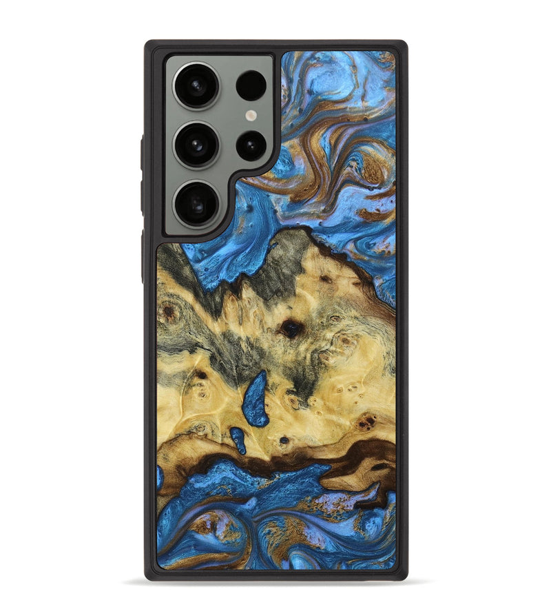 Galaxy S23 Ultra Wood+Resin Phone Case - Nadine (Teal & Gold, 661871)