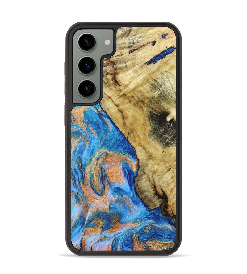 Galaxy S23 Plus Wood+Resin Phone Case - Savannah (Teal & Gold, 661881)