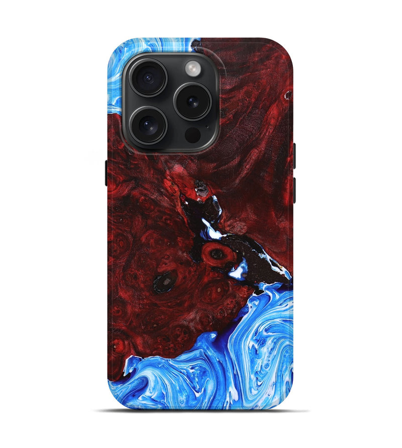 iPhone 15 Pro Wood+Resin Live Edge Phone Case - Devante (Blue, 662158)