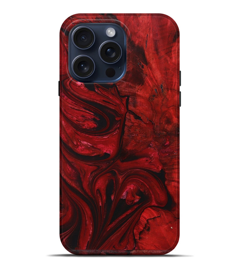 iPhone 15 Pro Max Wood+Resin Live Edge Phone Case - Hayden (Red, 662162)