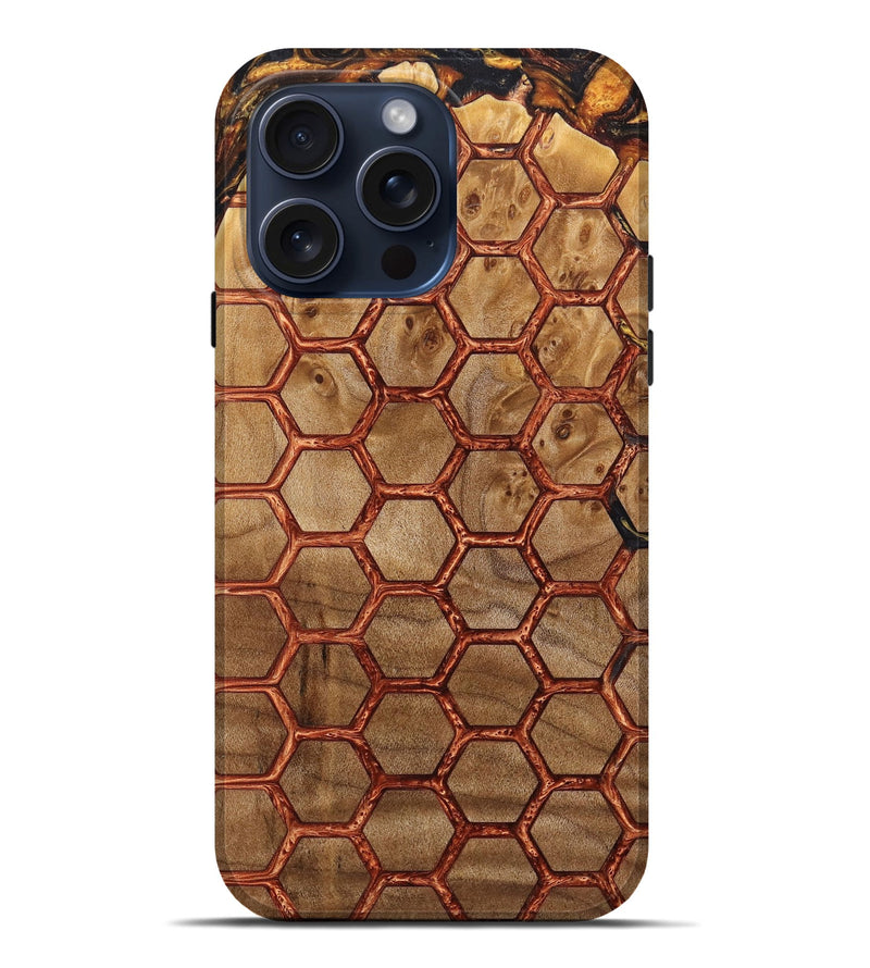 iPhone 15 Pro Max Wood+Resin Live Edge Phone Case - Olivia (Pattern, 662237)