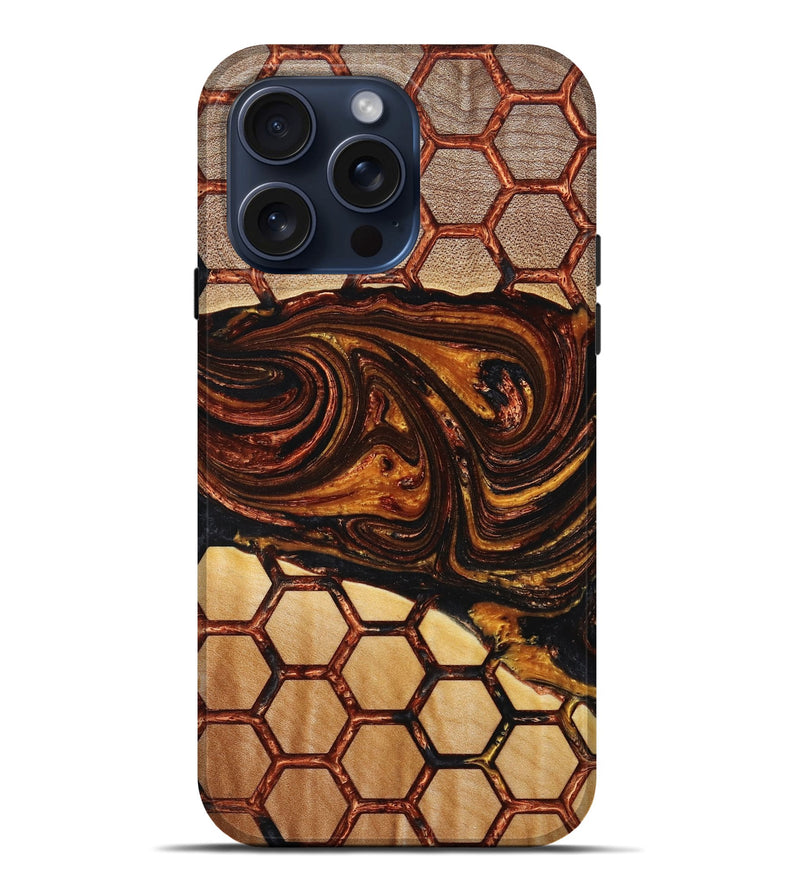 iPhone 15 Pro Max Wood+Resin Live Edge Phone Case - Lindsey (Pattern, 662238)