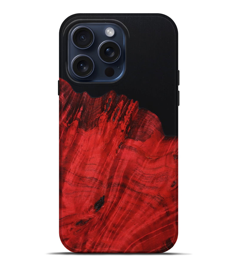 iPhone 15 Pro Max Wood+Resin Live Edge Phone Case - Keith (Pure Black, 662240)