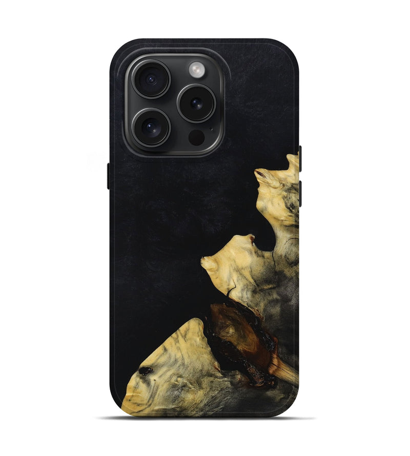 iPhone 15 Pro Wood+Resin Live Edge Phone Case - Wyatt (Pure Black, 662242)