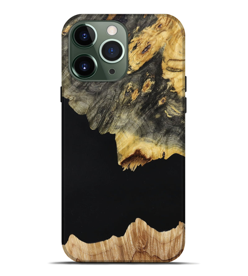iPhone 13 Pro Max Wood+Resin Live Edge Phone Case - Lance (Pure Black, 662243)