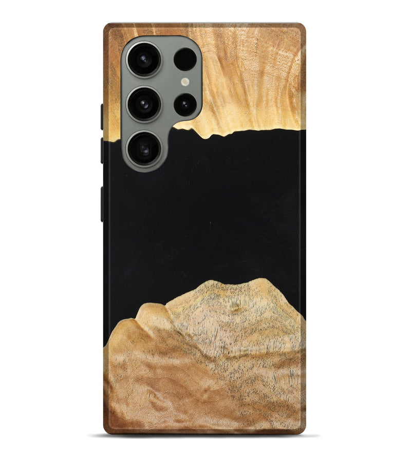 Galaxy S23 Ultra Wood+Resin Live Edge Phone Case - Tamika (Pure Black, 662245)