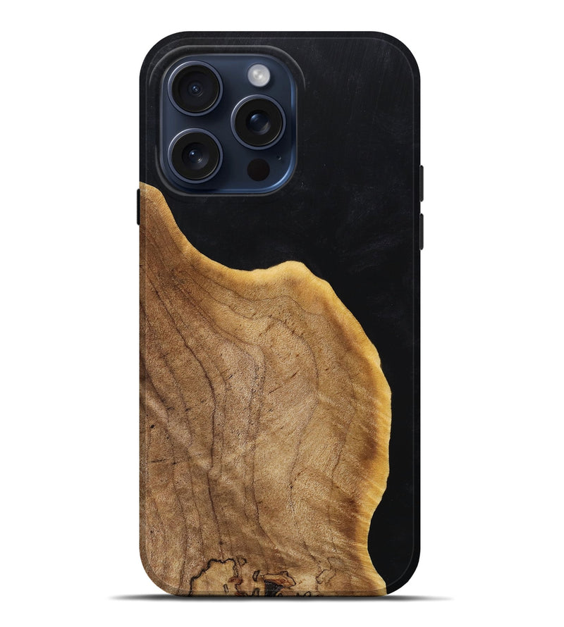 iPhone 15 Pro Max Wood+Resin Live Edge Phone Case - Martha (Pure Black, 662246)