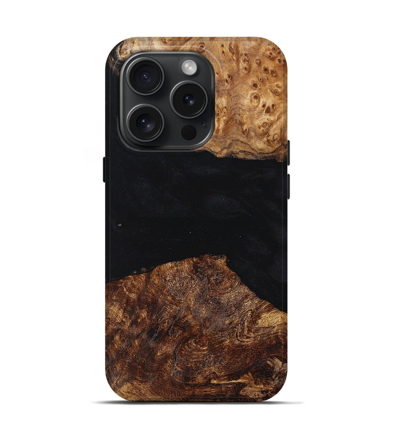 iPhone 15 Pro Wood+Resin Live Edge Phone Case - Lorenzo (Pure Black, 662247)