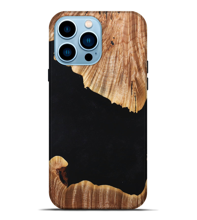 iPhone 14 Pro Max Wood+Resin Live Edge Phone Case - Jolene (Pure Black, 662249)
