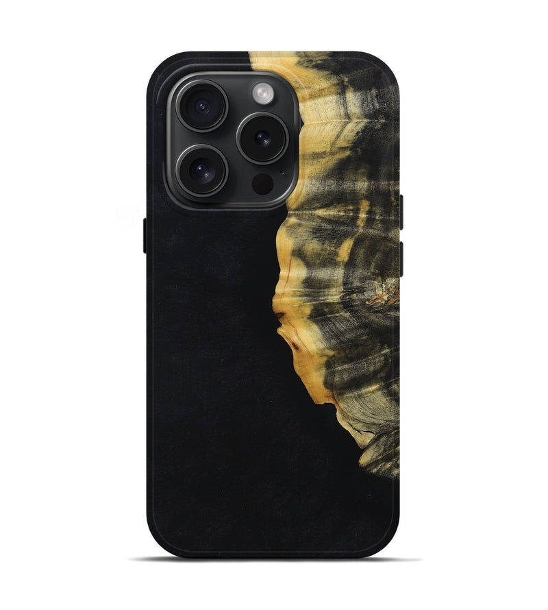 iPhone 15 Pro Wood+Resin Live Edge Phone Case - Anderson (Pure Black, 662251)