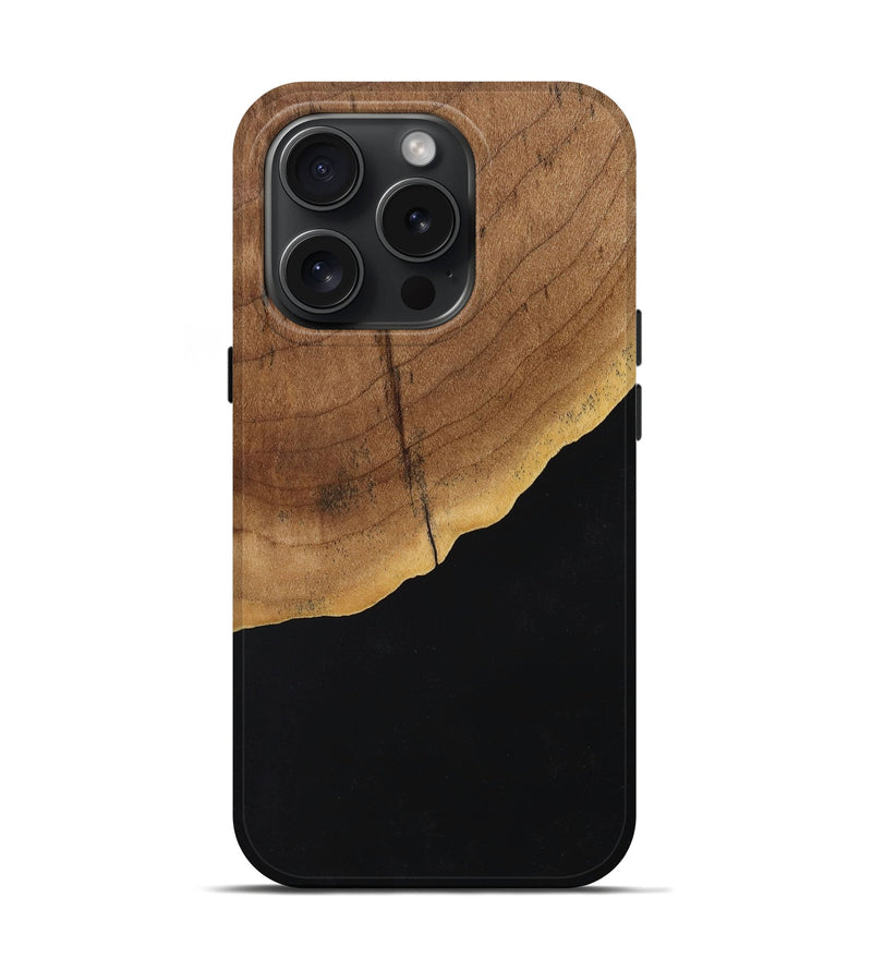 iPhone 15 Pro Wood+Resin Live Edge Phone Case - Scarlet (Pure Black, 662252)