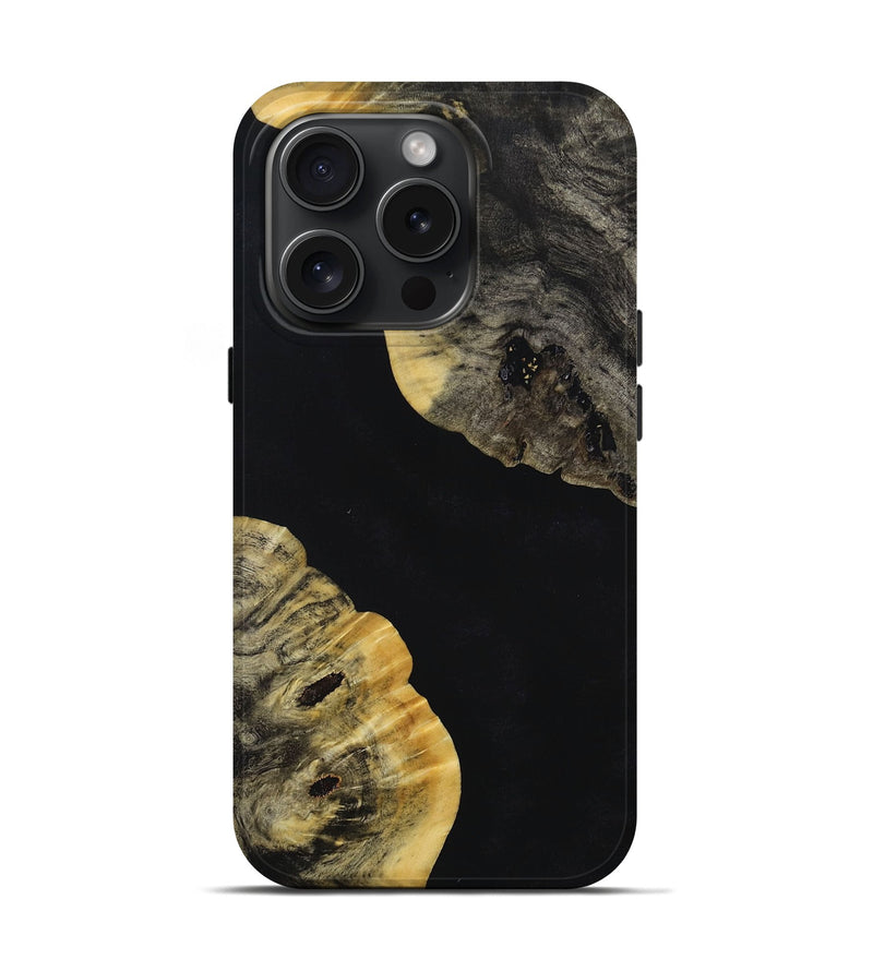 iPhone 15 Pro Wood+Resin Live Edge Phone Case - Woodrow (Pure Black, 662253)