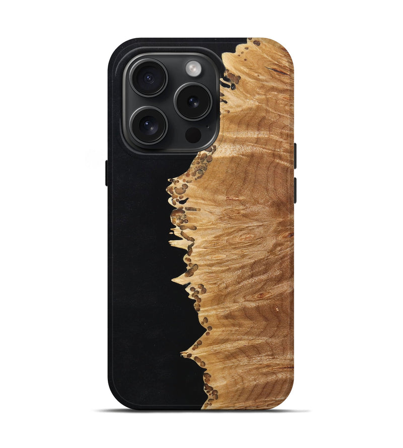 iPhone 15 Pro Wood+Resin Live Edge Phone Case - Remi (Pure Black, 662255)