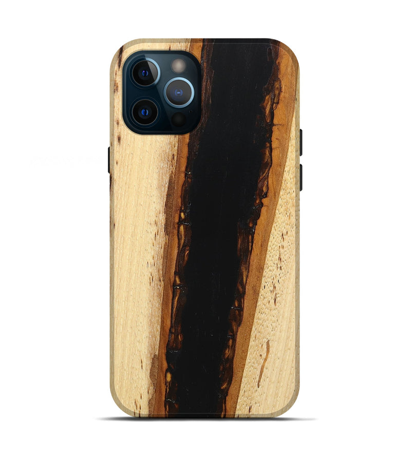 iPhone 12 Pro Wood+Resin Live Edge Phone Case - Daniella (Pure Black, 662256)
