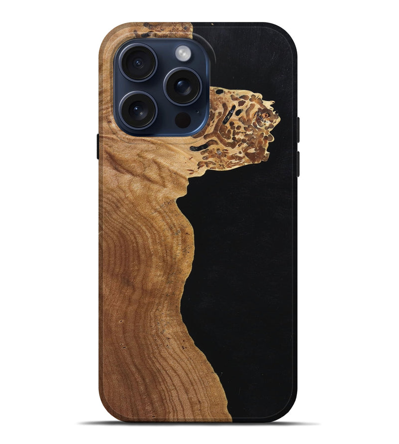 iPhone 15 Pro Max Wood+Resin Live Edge Phone Case - Karter (Pure Black, 662258)