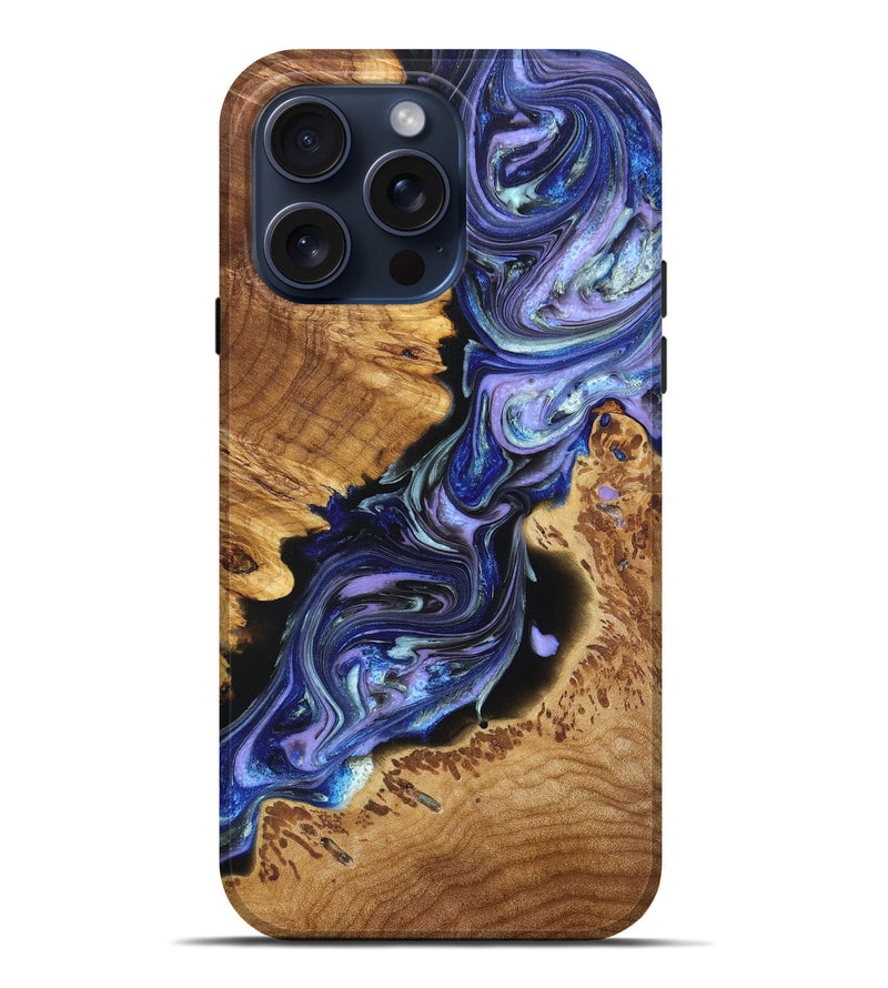 iPhone 15 Pro Max Wood+Resin Live Edge Phone Case - London (Purple, 662274)