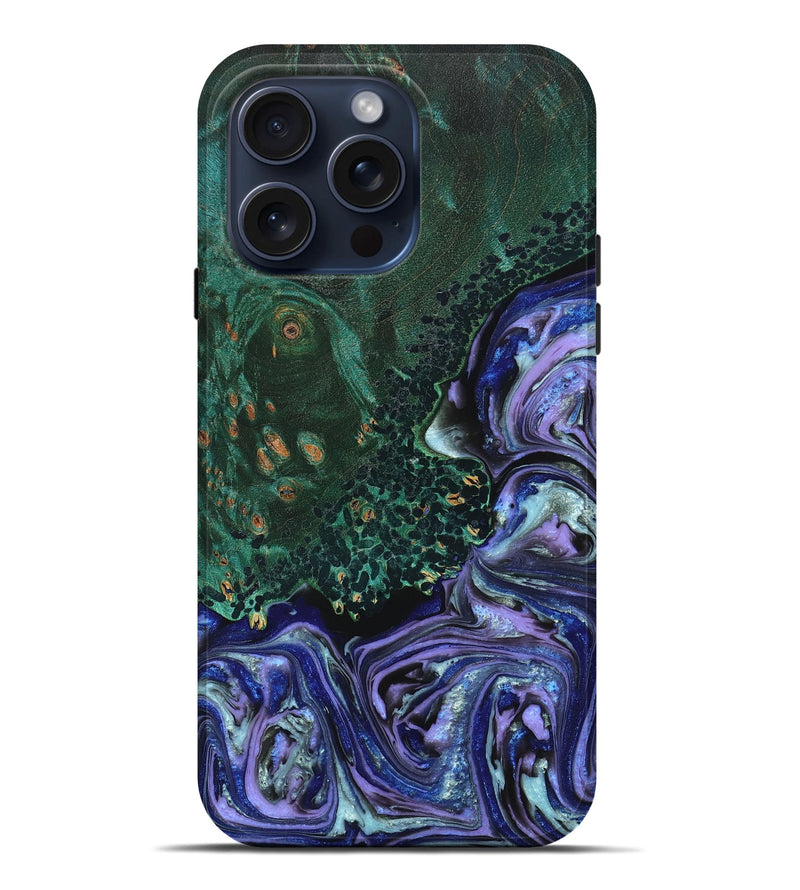 iPhone 15 Pro Max Wood+Resin Live Edge Phone Case - Derrick (Purple, 662275)