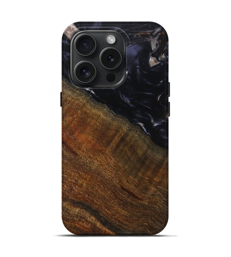 iPhone 15 Pro Wood+Resin Live Edge Phone Case - Lee (Black & White, 662287)