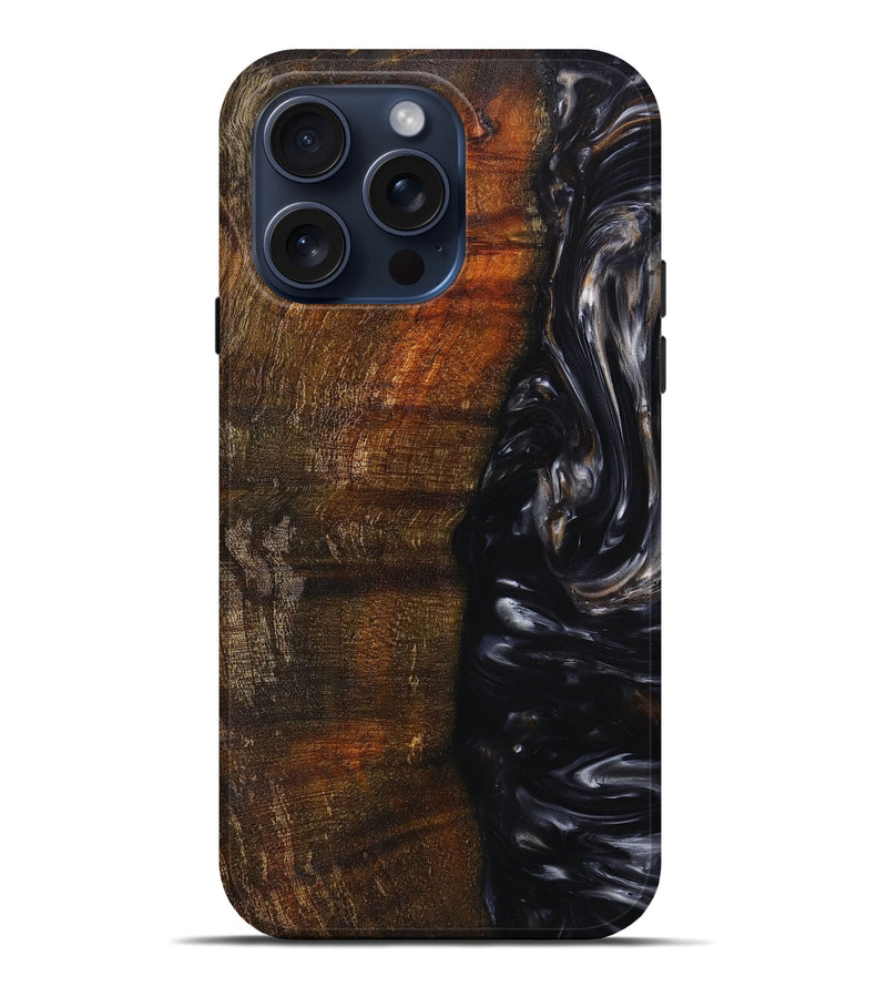 iPhone 15 Pro Max Wood+Resin Live Edge Phone Case - Madison (Black & White, 662290)