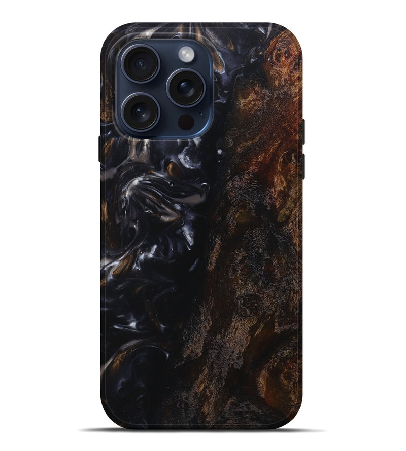 iPhone 15 Pro Max Wood+Resin Live Edge Phone Case - Micah (Black & White, 662293)