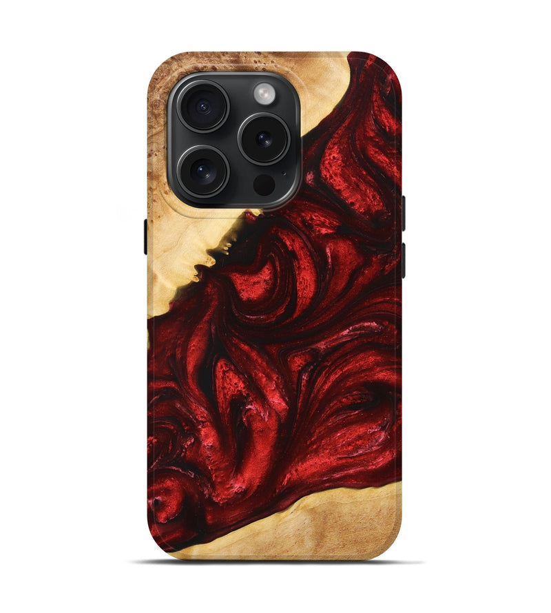 iPhone 15 Pro Wood+Resin Live Edge Phone Case - Eloise (Red, 662298)