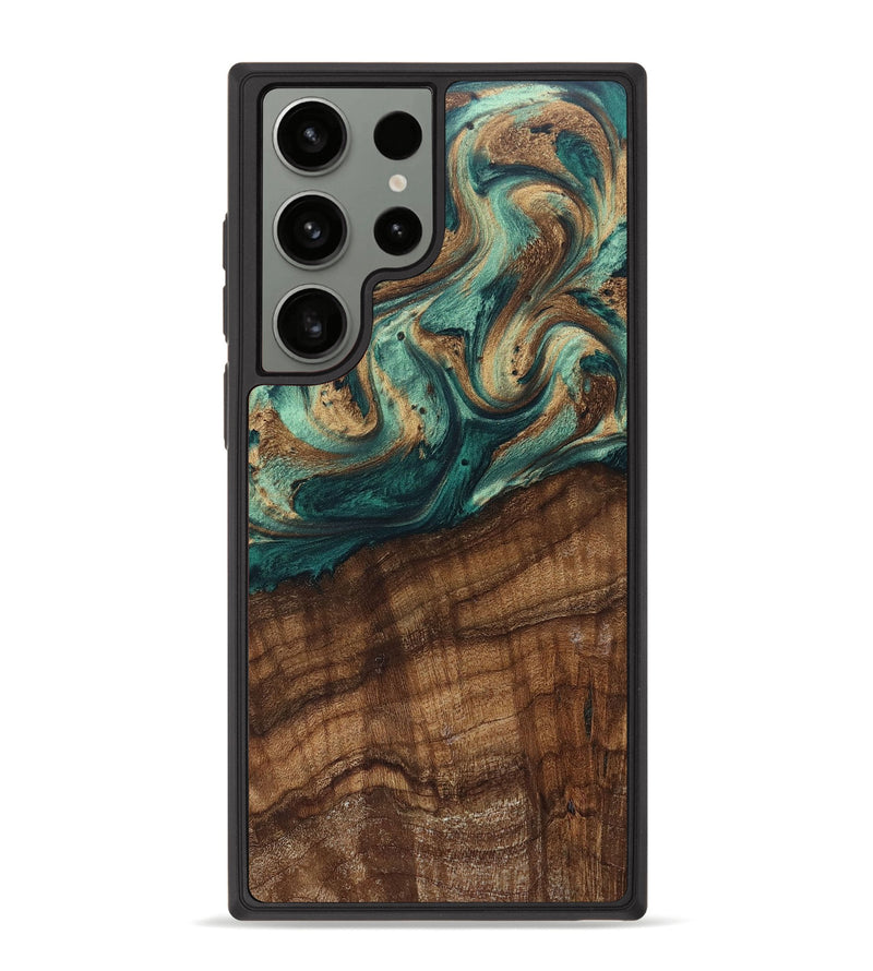 Galaxy S23 Ultra Wood+Resin Phone Case - Emilia (Green, 662331)