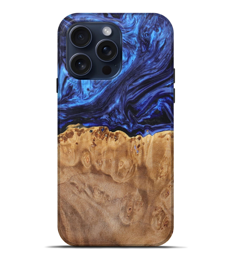 iPhone 15 Pro Max Wood+Resin Live Edge Phone Case - Aimee (Purple, 662546)