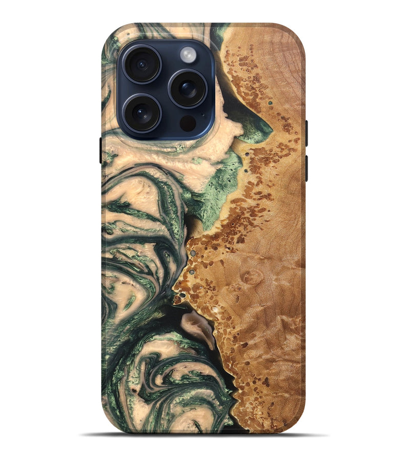 iPhone 15 Pro Max ResinArt Live Edge Phone Case - Luciana (Green, 662564)