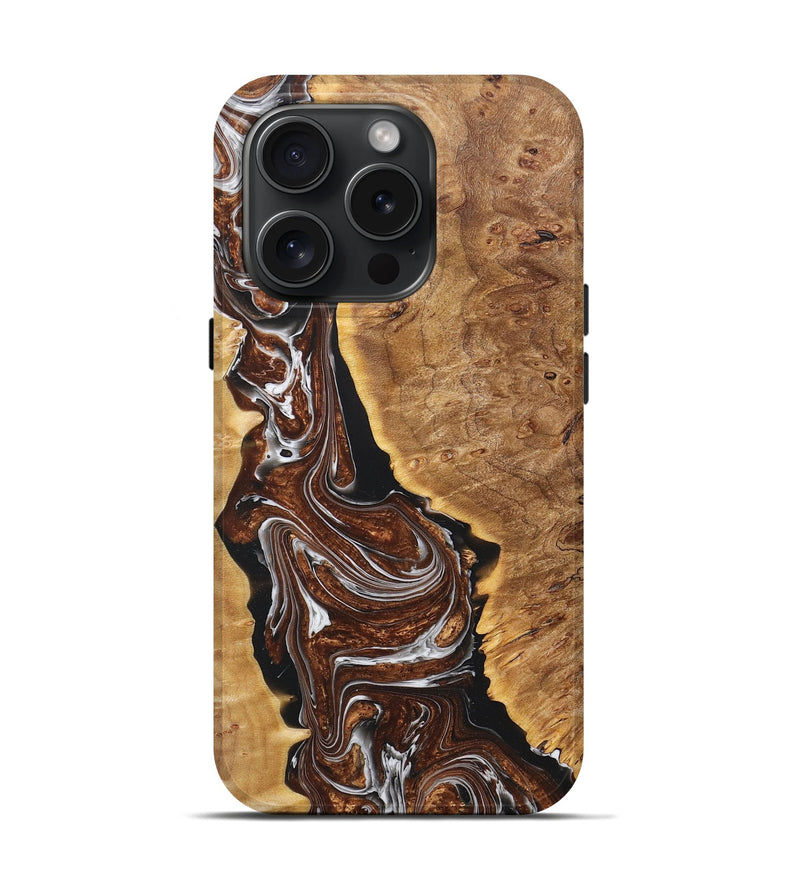 iPhone 15 Pro Wood+Resin Live Edge Phone Case - Craig (Red, 662578)