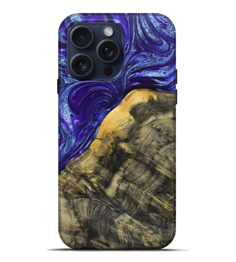 iPhone 15 Pro Max Wood+Resin Live Edge Phone Case - Carmen (Purple, 662584)
