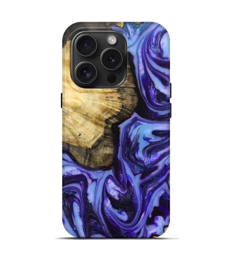 iPhone 15 Pro Wood+Resin Live Edge Phone Case - Eliza (Purple, 662585)