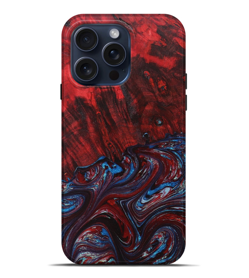 iPhone 15 Pro Max Wood+Resin Live Edge Phone Case - Rodrigo (Red, 662586)