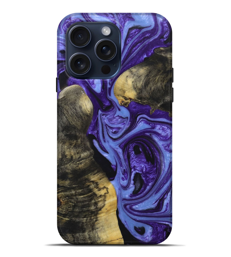 iPhone 15 Pro Max Wood+Resin Live Edge Phone Case - Sophia (Purple, 662597)