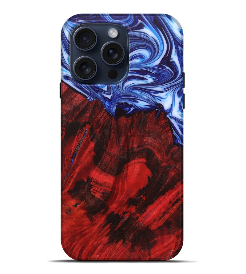iPhone 15 Pro Max Wood+Resin Live Edge Phone Case - Krystal (Blue, 662598)
