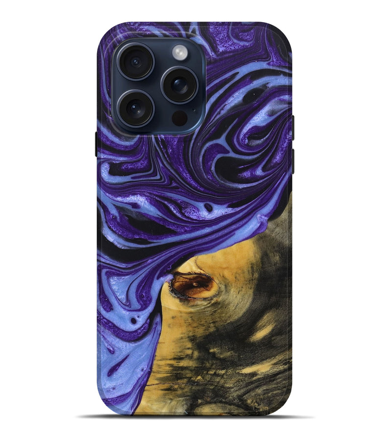 iPhone 15 Pro Max Wood+Resin Live Edge Phone Case - Payton (Purple, 662602)