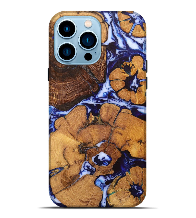iPhone 14 Pro Max Wood+Resin Live Edge Phone Case - Herbert (Blue, 662604)